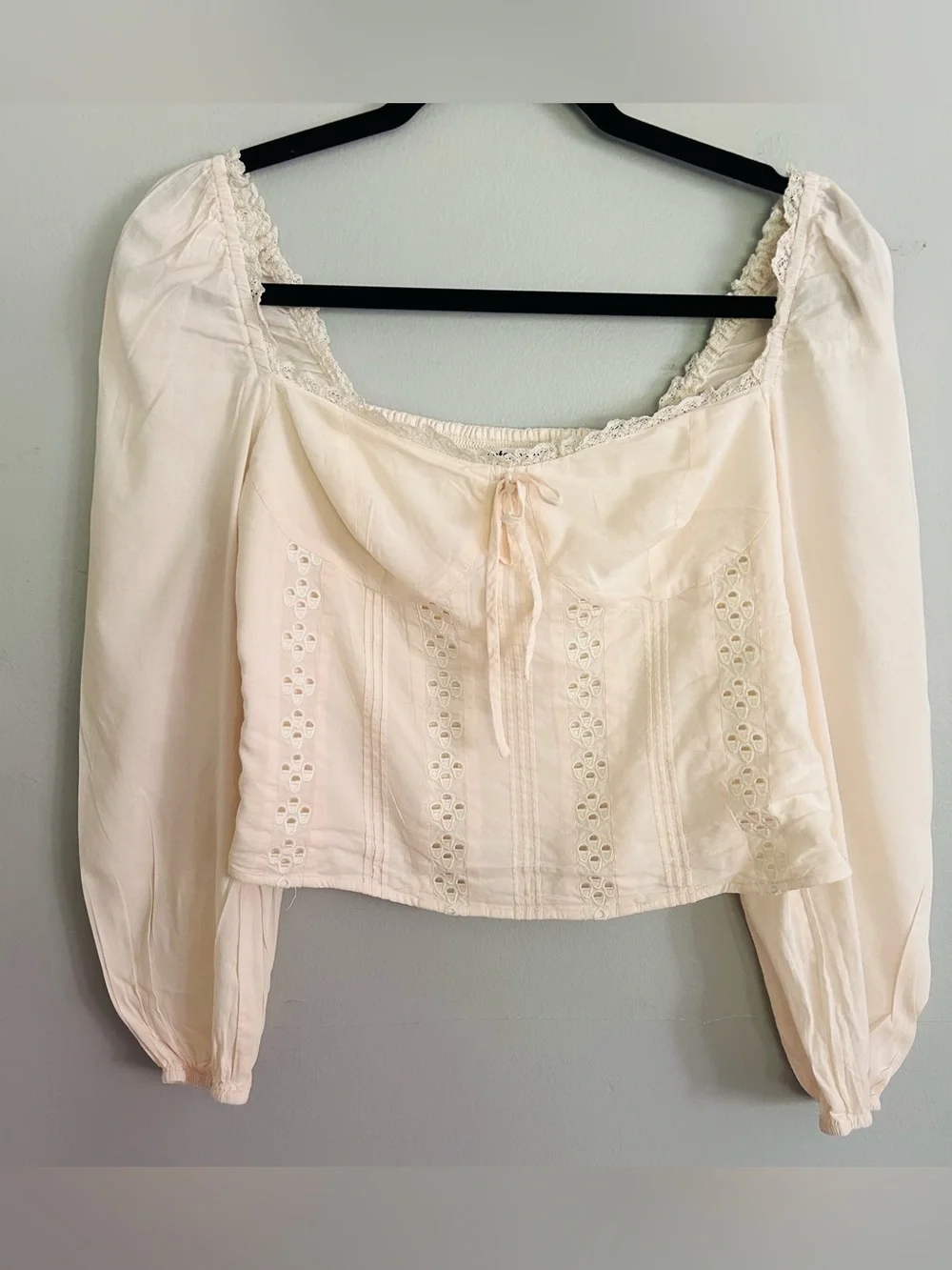 Reformation Isadora Top Ivory Eyelet Lace Smocked Cottagecore Blouse Size 6